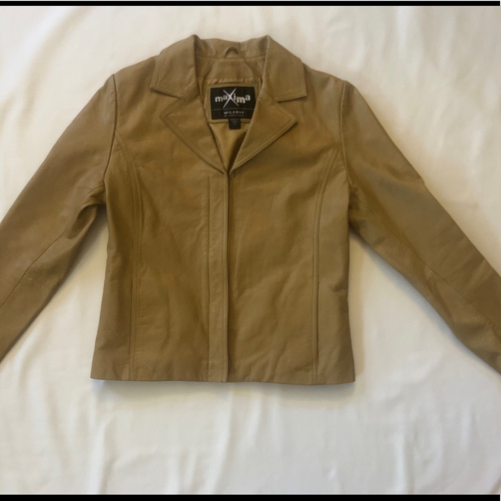WILSONS Maxima Beige Leather Coat M